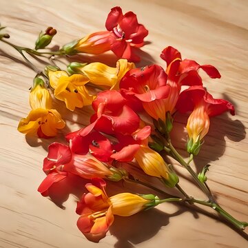 Cantua Buxifolia Flower on Wooden Table
