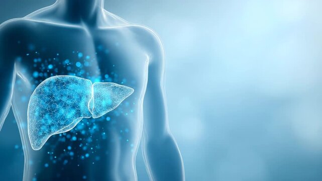 人間の肝臓のイラストレーション動画｜肝機能の低下、炎症を表現