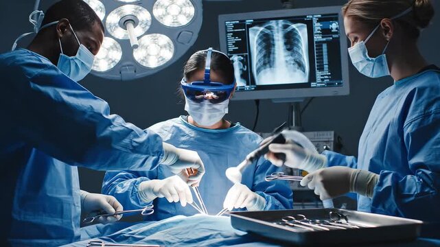 Surgeons performing operation in hospital