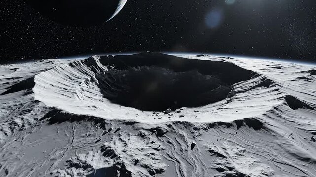 Lunar surface with planet in sky