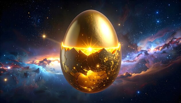 Cosmic Resurrection Easter Egg with Glowing Galaxy Light &ndash; Symbol of Rebirth