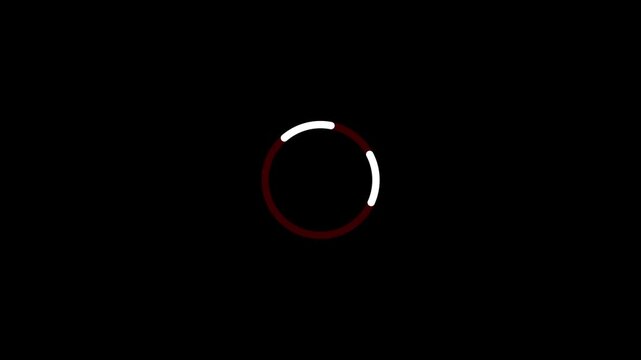 Loading circle animation on black background