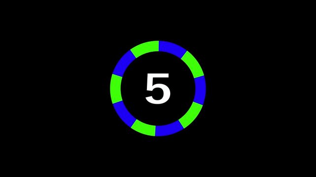 Countdown timer in circle with blue green sections