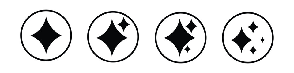 Outline sparkle icon set for modern UI UX design, shining star magic effect symbol collection, clean minimal glitter line art decoration elements © WASIF-MEHMOOD