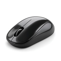 Sleek modern black wireless computer mouse isolated on a white background