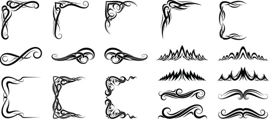 Fototapeta premium Black and white ornate swirling line lines swirls