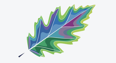 Colorful, abstract leaf illustration with a layered design on white