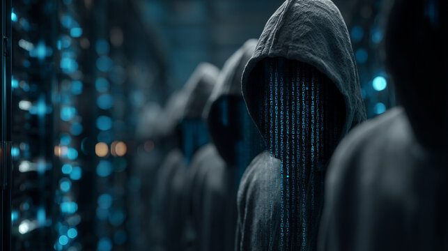 Hackers are planning to hack and attack Zeroday networks and cyber security systems in Smart digital city with Data center on cloud cyber security and Blue Binary Data Software Programming Code