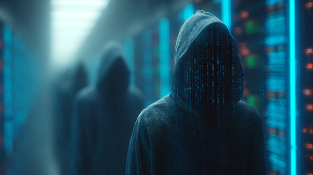 Hackers are planning to hack and attack Zeroday networks and cyber security systems in Smart digital city with Data center on cloud cyber security and Blue Binary Data Software Programming Code