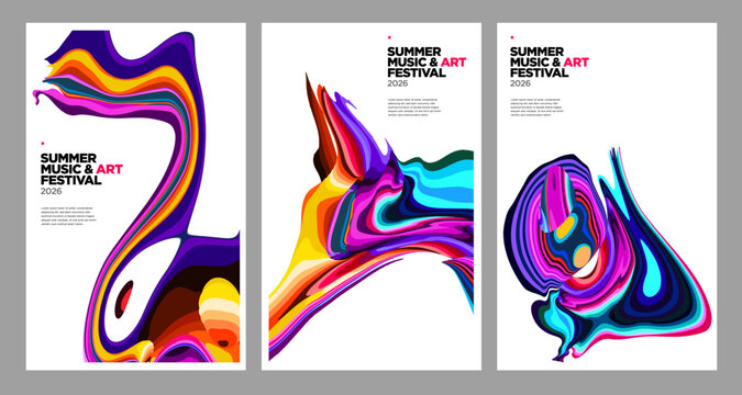 Colorful abstract wave patterns for modern music festival posters