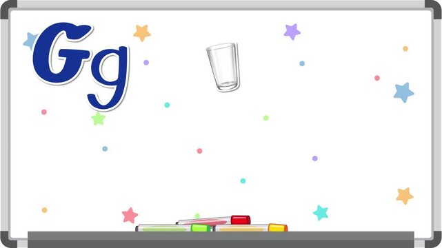 Educational Alphabet Animation for Letter G on a Whiteboard