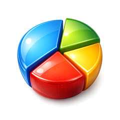 Fototapeta premium Colorful Pie Chart Data Analysis Business Statistics 3D Illustration Isolated Transparent Background
