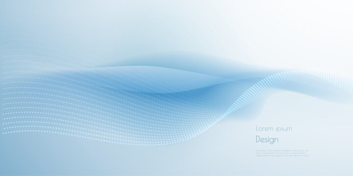 Illustration vector element with abstract wave line, motion pattern and particle dot on white , gray color background. Modern futuristic design for background. Digital datum, high tech, technology con