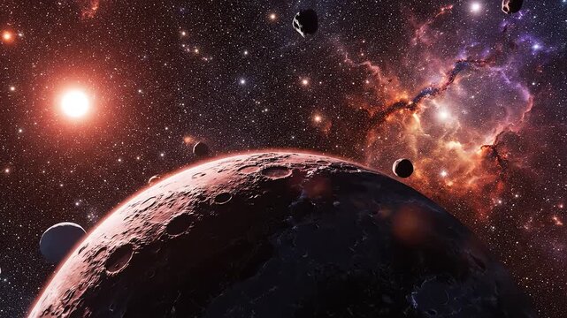 Space planets stars and asteroids