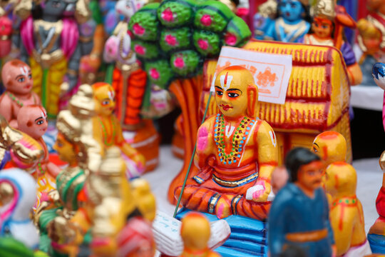 Adi Shankarar idol displayed for sale in a shop for the golu festival