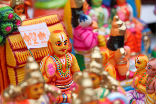 Adi Shankarar idol displayed for sale in a shop for the golu festival