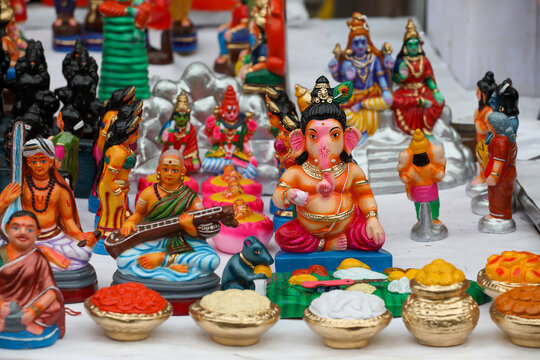 Lord Ganapathy idol displayed for sale in a shop for the golu festival