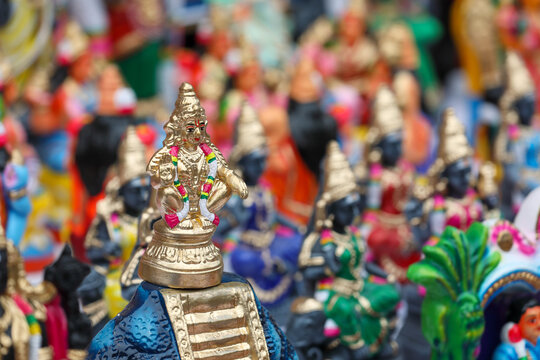 God Ayyappan idol displayed for sale in a shop for the golu festival