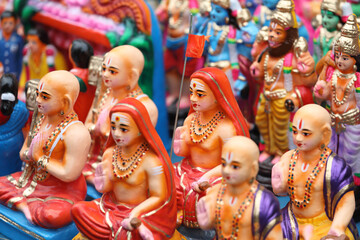 Fototapeta premium Adi Shankarar idol displayed for sale in a shop for the golu festival