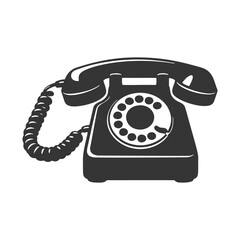 レトロな黒電話のシルエットアイコン