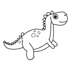 Obraz premium A cute green baby dinosaur cartoon smiling happily like a friendly little dragon character illustration isolated and fun