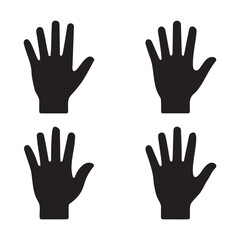 Obraz premium Hand icons set of four black silhouettes on white background.