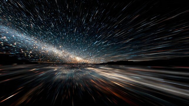starfall effect of galactic speed cosmic sky reflection outdoor conceptual starburst illustration