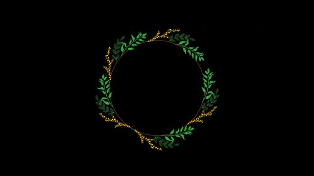 Floral Wreath Wedding Title Frame With Copy Space Loop Animation Alpha Channel