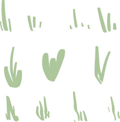 Botanical Grass Brush Stroke Pattern Vector
