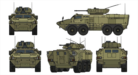 Armored Military Vehicle Blueprint &ndash; Tactical Defense Engineering CAD Technical Drawing