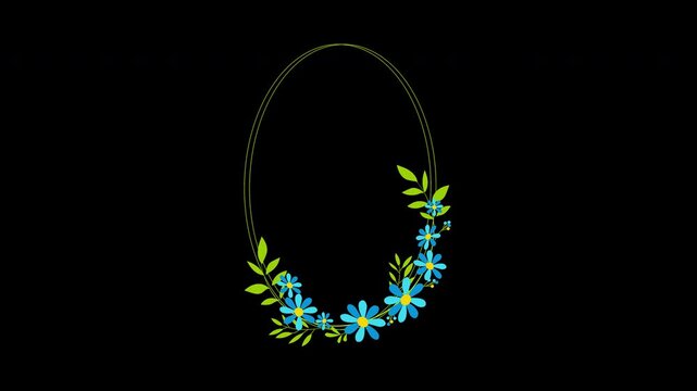 Floral Wreath Wedding Title Frame With Copy Space Loop Animation Alpha Channel