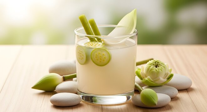Fresh artichoke and cucumber refreshing summer drink