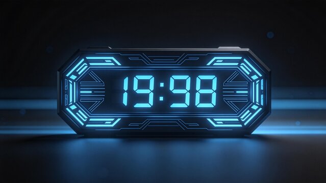 Futuristic digital clock display
