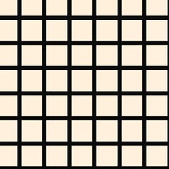 Simple geometric seamless grid pattern with black lines on cream
