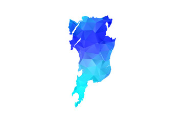 Fototapeta premium Mumbai map - Polygon Style Vector Illustration in Blue Gradient, Low Poly Geometric Design, Isolated on White Background, Perfect for Infographics, Education, and Modern Presentations.