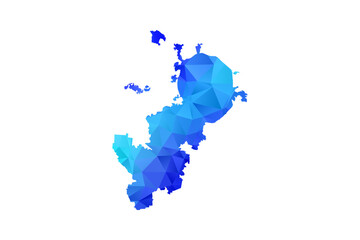 Fototapeta premium Moscow map - Polygon Style Vector Illustration in Blue Gradient, Low Poly Geometric Design, Isolated on White Background, Perfect for Infographics, Education, and Modern Presentations.