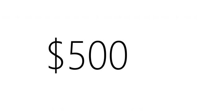 Smooth White Screen Financial Number Loop Animation Left Aligned Static Corporate Display Prores Alpha Channel 4K 60fps