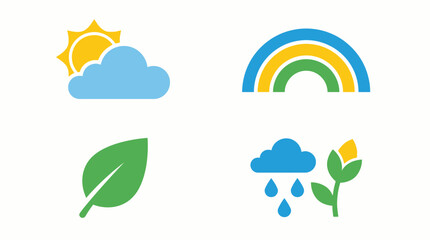 Fototapeta premium Weather icons with sun cloud rainbow 1. Spring Vector Packs. EPS Editable
