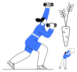 Fototapeta premium Fitness concept. Fitness combines health, strength, and active lifestyle activities. Fitness shapes personal well-being through exercise, diet, and balanced habits. For training, wellness