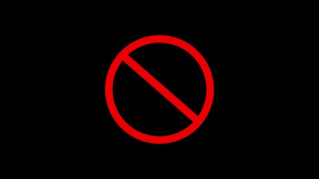 Prohibition sign appears motion graphic