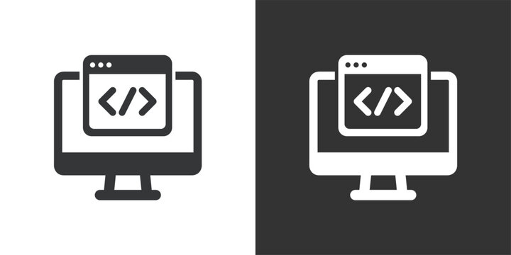 Desktop Web Development icon. Solid glyph series icon