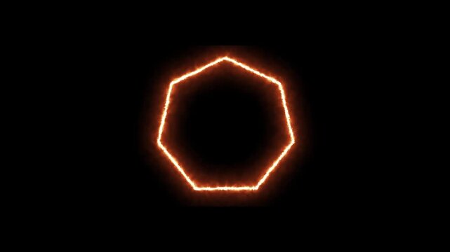 Glowing neon heptagon shape motion background