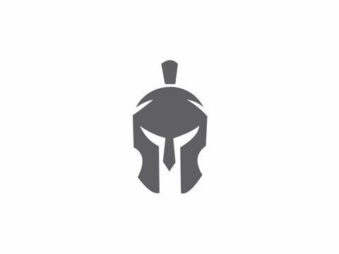 Ancient Greek Corinthian helmet illustration. Silhouette of a gladiator mask isolated on white background.