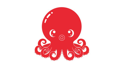 Red Octopus Vector Illustration, Cartoon Style Graphic for Marine Life, Design and Decoration