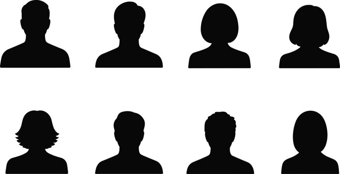 Diverse Male and Female Head and Shoulder Silhouettes for Profile Pictures avatar