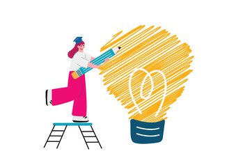 アイディア閃く学生の女の子