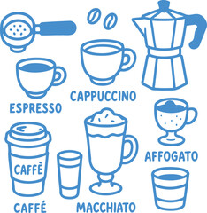 italian coffee collection transparent