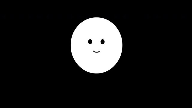 White Smiley Face Icon on Black Background