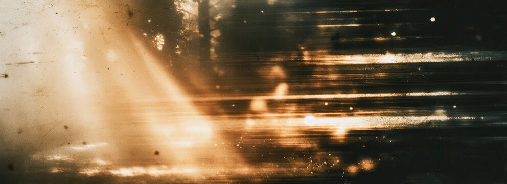 Fundo abstrato com textura vintage, luzes alaranjadas em movimento e efeito granulado de filme antigo.