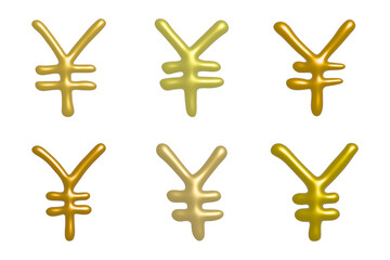 Fototapeta premium Set of 3d yen currency symbol Elements for design